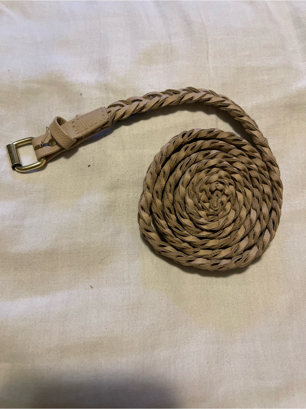 XL Braided Beige Leather Women's Belt